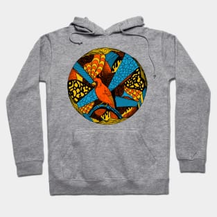 Orange Blue Circle of The Northern Cardinal Hoodie